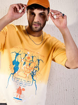 Yellow Ombre Oversized Graphic Tshirt T-shirts Fugazee 