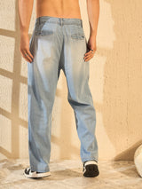 Dusty Washed Pleated Denim Jeans Fugazee 