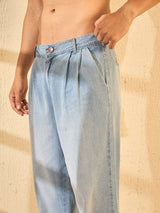 Dusty Washed Pleated Denim Jeans Fugazee 
