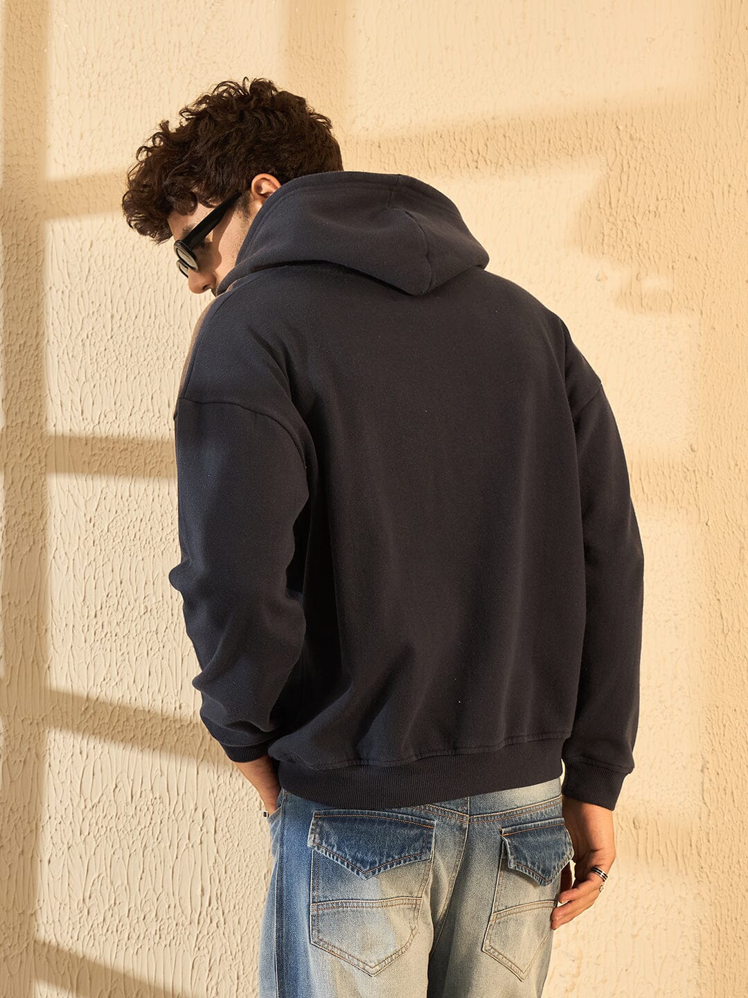 Navy Bleach Spray Oversized Zipped Hoodie Buy Mens Sweatshirt Fugazee FUGAZEE