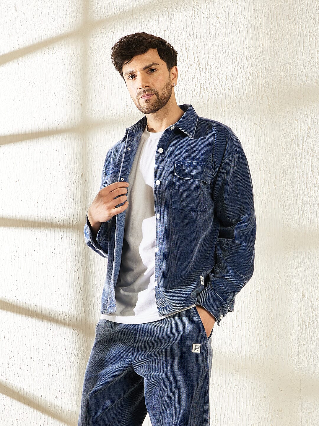 Denim Washed Cord Shacket | Buy Men Shirts | Fugazee – FUGAZEE