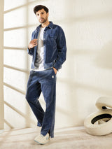 Denim Washed Cord Shacket and Trackpant Clothing Set Clothing Set Fugazee 