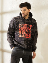 Black Paisley Oversized Hooded Sweatshirt Sweatshirts Fugazee 