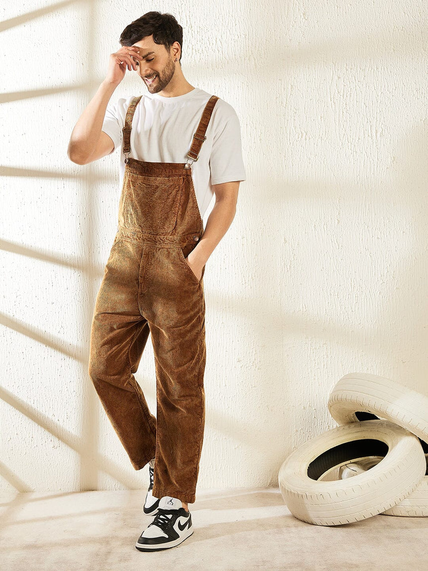 Camel Dyed Corduroy Baggy Dungaree Dungarees Fugazee 