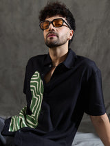Black Linen Cut and Sew Shirt Shirts Fugazee 