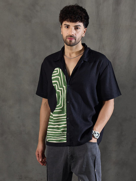 Black Linen Cut and Sew Shirt Shirts Fugazee 