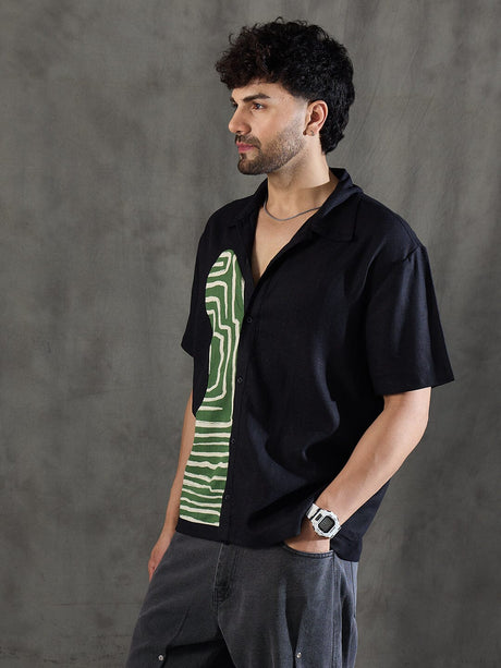 Black Linen Cut and Sew Shirt Shirts Fugazee 
