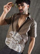 Khaki Socrates Graphic Short Sleeve Shirt Shirts Fugazee 