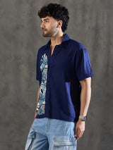Navy Linen Cut and Sew Shirt Shirts Fugazee 