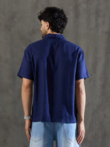 Navy Linen Cut and Sew Shirt Shirts Fugazee 