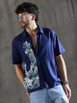 Navy Linen Cut and Sew Shirt Shirts Fugazee 