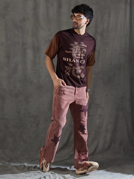 Brown Bleach Wash Japanese Graphic Oversized Tshirt T-Shirts Fugazee 