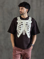 Brown Rib Cage Graphic Oversized Tshirt T-shirts Fugazee 