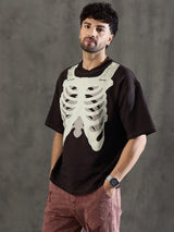 Brown Rib Cage Graphic Oversized Tshirt T-shirts Fugazee 
