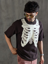 Brown Rib Cage Graphic Oversized Tshirt T-shirts Fugazee 