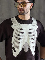 Brown Rib Cage Graphic Oversized Tshirt T-shirts Fugazee 