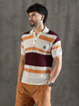 White Striped Knitted Polo Tshirt T-shirts Fugazee 