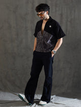 Black and Grey Paisley Zipped Shirt Shirts Fugazee 