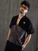 Black and Grey Paisley Zipped Shirt Shirts Fugazee 