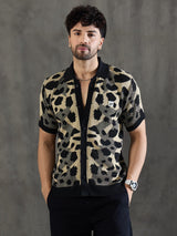 Black and Beige Leopard Print Crochet Shirt Shirts Fugazee 
