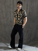 Black and Beige Leopard Print Crochet Shirt Shirts Fugazee 