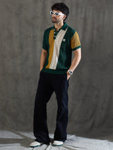 Green Striped Knitted Crotchet Polo Tshirt T-shirts Fugazee 