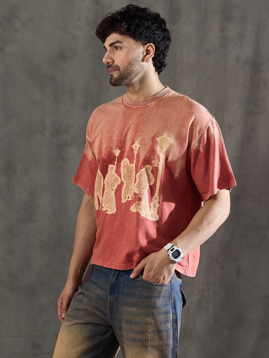 Rust Ombre Unknown Men Graphic Oversized Tshirt T-shirts Fugazee 