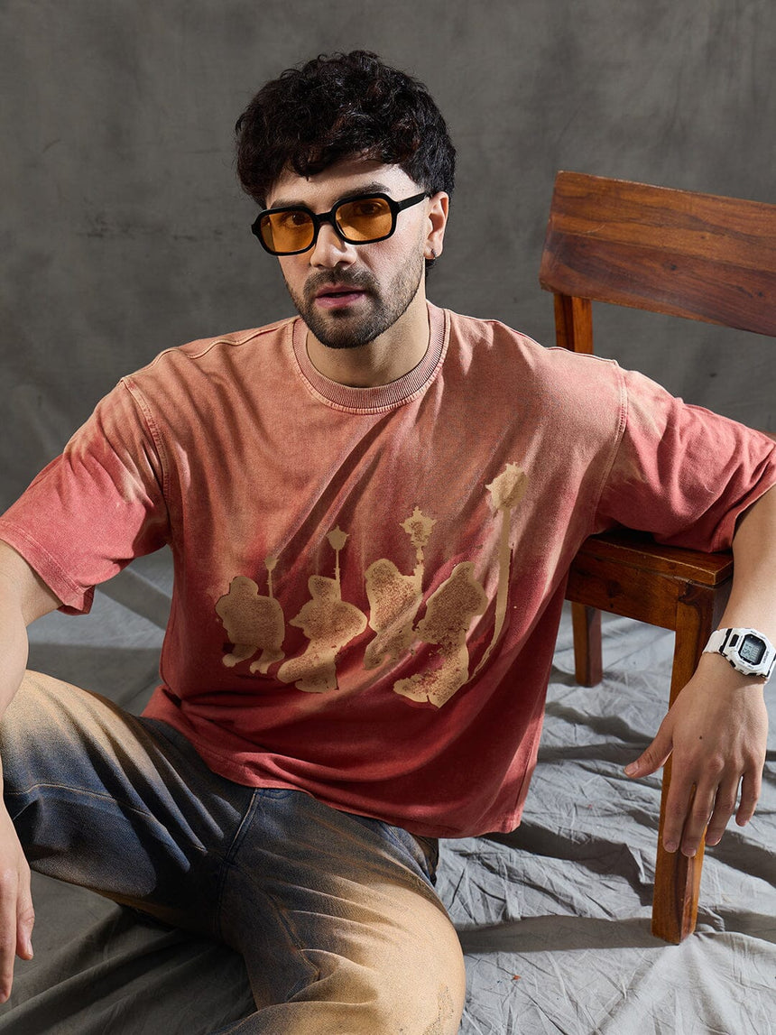 Rust Ombre Unknown Men Graphic Oversized Tshirt T-shirts Fugazee 