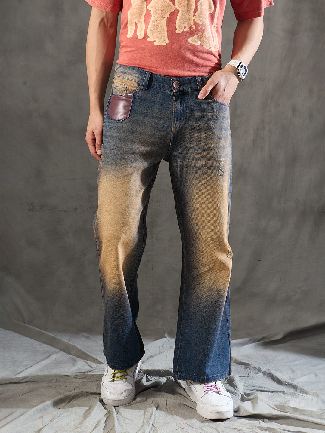 Indigo Super Flared Dusty Cow Boy Denim | Buy Men Flared Denim