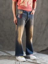 Indigo Super Flared Dusty Cow Boy Denim Jeans Fugazee 