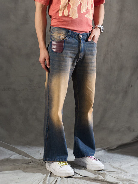 Indigo Super Flared Dusty Cow Boy Denim Jeans Fugazee 