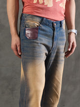Indigo Super Flared Dusty Cow Boy Denim Jeans Fugazee 