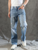 Indigo Y2K Embroidery Straight Fit Denim Jeans Fugazee 