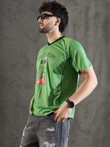 Lime Green Cut and Sew Sporty Jersey Tshirt T-shirts Fugazee 