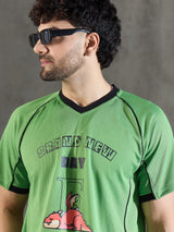 Lime Green Cut and Sew Sporty Jersey Tshirt T-shirts Fugazee 