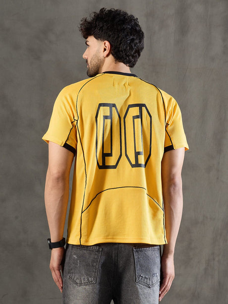 Yellow Cut and Sew Sporty Jersey Tshirt T-shirts Fugazee 