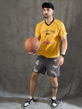 Yellow Cut and Sew Sporty Jersey Tshirt T-shirts Fugazee 