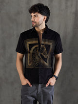 Black Corduroy Horse Embroidery Shirt Shirts Fugazee 