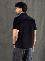 Black Corduroy Horse Embroidery Shirt Shirts Fugazee 