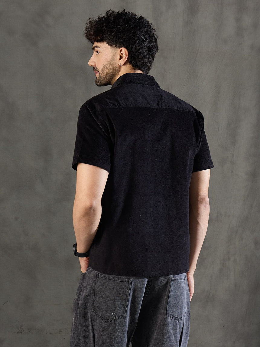 Black Corduroy Horse Embroidery Shirt Shirts Fugazee 