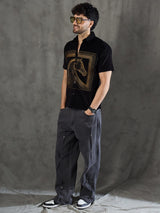 Black Corduroy Horse Embroidery Shirt Shirts Fugazee 