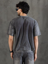 Charcoal Washed Bat Graphic Oversized Tshirt T-Shirts Fugazee 