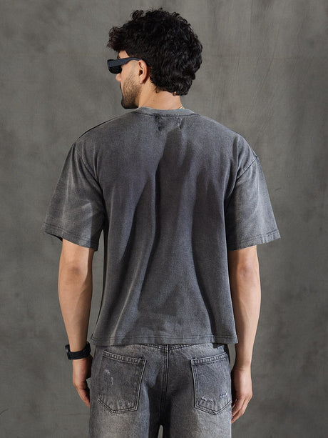 Charcoal Washed Bat Graphic Oversized Tshirt T-Shirts Fugazee 