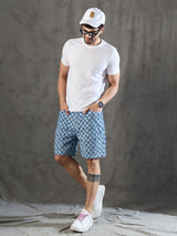Ice Checkered Frayed Denim Shorts Shorts Fugazee 