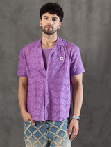 Violet Dyed Lace Cuban Shirt With Muscle Fit Vest Shirts Fugazee 