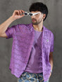 Violet Dyed Lace Cuban Shirt With Muscle Fit Vest Shirts Fugazee 
