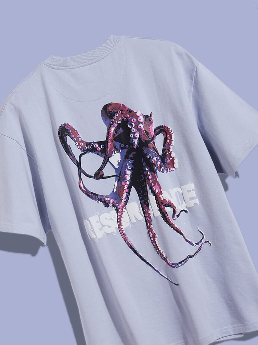 Blue Resurgence Octopus Unisex Oversized Tshirt T-shirts Fugazee 