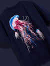 Navy Jelly Fish Graphic Oversized Tshirt