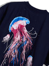 Navy Jelly Fish Graphic Unisex Oversized Tshirt