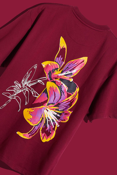 Crimson Lily Oversized Graphic Tshirt T-shirts Fugazee 